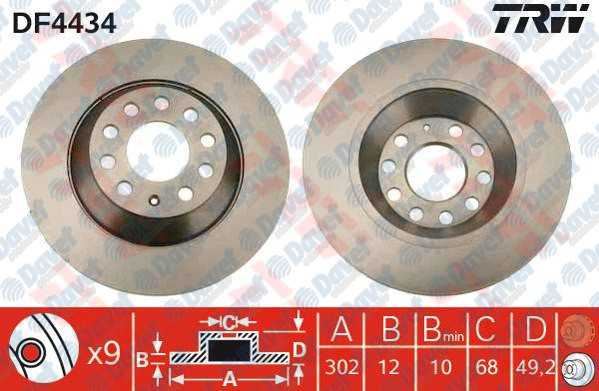 TRW DF4434 Arka Fren Diski Aynasi A6 2.0/2.4/2.7/3.0/3.0 Quattro 05>